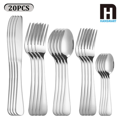 20PCS Flatware Set for 4 People, Silverware set Stainless Steel,